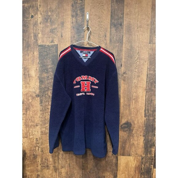 Vintage Tommy Hilfiger Fleece Pullover Sweater Blue XL EUC - Picture 2 of 5